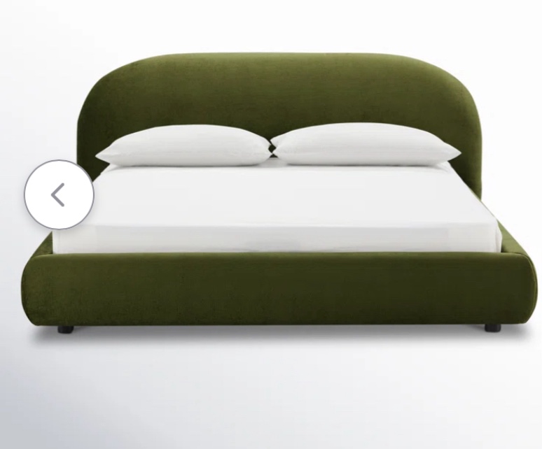 Distressed Green Velvet Sadarius Upholstered Bed King(incomplete rails only)