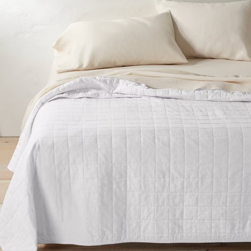 oeko tex re/fine quilt linen blend full/queen white