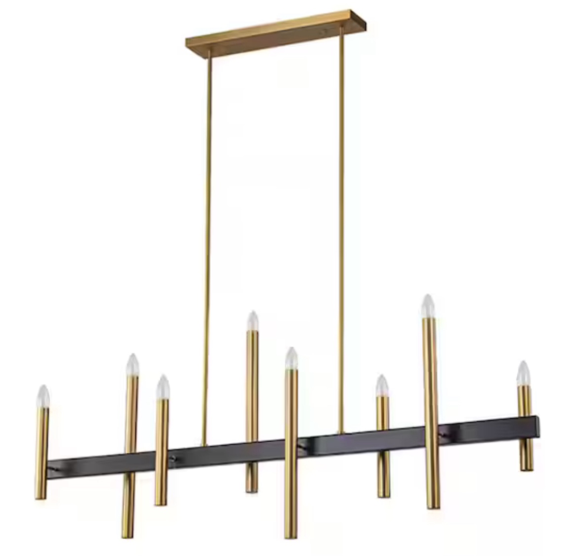 Axis 8-Light 56 in. Black and Gold Mid-century Linear Chandelier