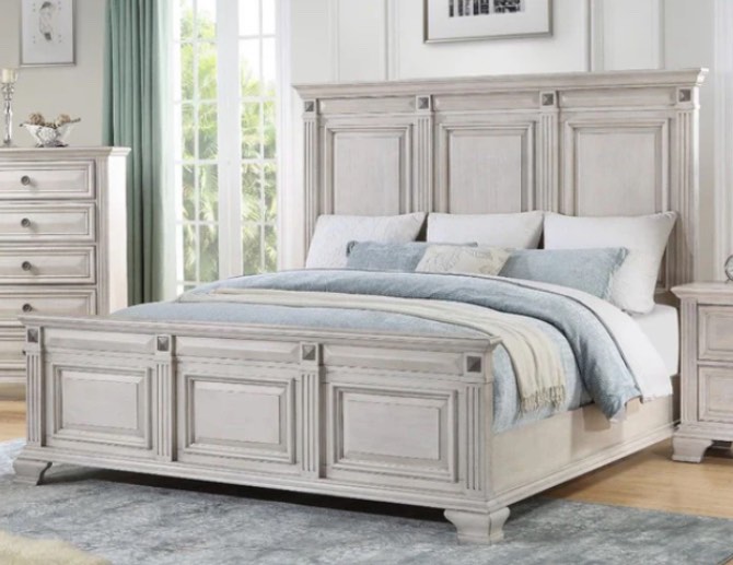 Renova Distressed Parchment Wood Panel Bed(incomplete headboard only)