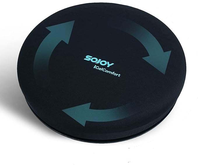Sojoy iGelComfort Deluxe Gel Swivel Seat Cushion with Supportive Memory Foam 360 Degrees Rotating Seat Cushion for Home,Stool Chair,Office, 13.5 Inches in Diameter