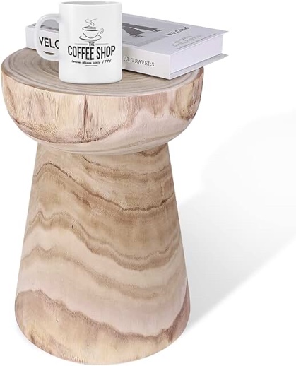 Uziass Wood Tree Stump Stool, 15" Wood Tree Stump Side Table Wooden Stump End Table Round Tree Stump Table Outdoor Stump Table Natural Decorative Garden Stools for Living Room Bedroom Patio Home Decor