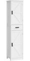 WEENFON Bathroom Storage Cabinet with 2 Doors & 1 Drawer, Tall Bathroom Cabinet with 6 Shelves, Freestanding Linen Tower, for Bathroom, Living Room, Bedroom, Kitchen, White