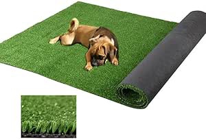 SUWUYUE Artificial Turf Synthetic Grass, 4FT x 6FT 10mm Realistic Synthetic Fake Grass Rug 0.4 inch Height Soft Astroturf Mat for Party Wedding, Drainage Holes Faux Grass Rug Carpet for Pets
