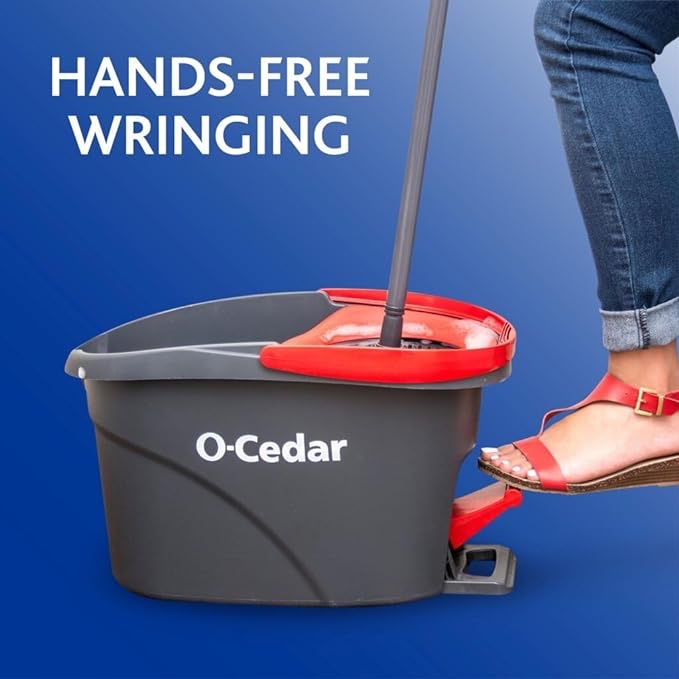 O-Cedar Easywring Microfiber Spin Mop & Bucket Floor Cleaning System with 4 Extra Refills