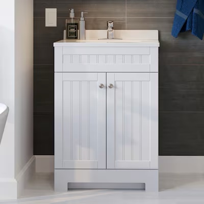  Style Selections Ellenbee 24-in White Single Sink Bathroom Vanity with White Cultured 