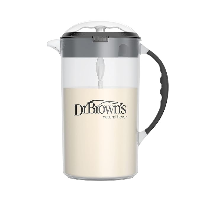 Dr. Brown's Baby Formula Mixing Pitcher with Adjustable Stopper, Locking Lid, & No Drip Spout, 32oz, BPA Free, Blue