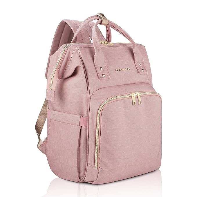 AMILLIARDI Diaper Bag Backpack - 6 INSULATED Bottle Holders - Detachable Stroller Straps (Pink 