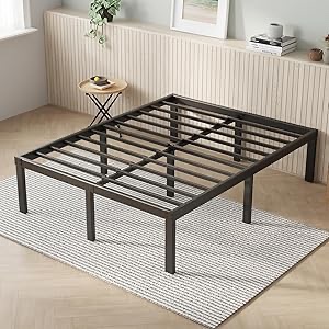 Novilla Queen Bed Frame, 14 Inch Metal Platform Bed Frame Queen Size with Storage Space Under Bed, Heavy Duty Steel Slat Support, Easy Assembly, No Box Spring Needed