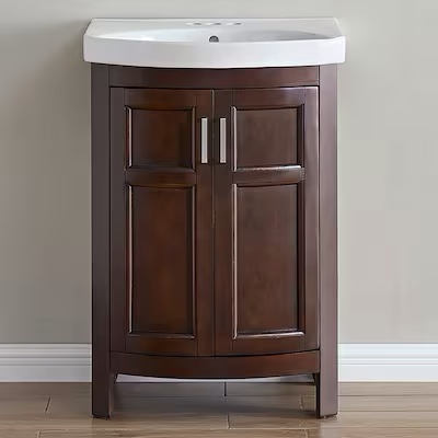 incomplete only single Style Selections Morecott 24-in Chocolate Single Sink Bathroom Vanity with White 