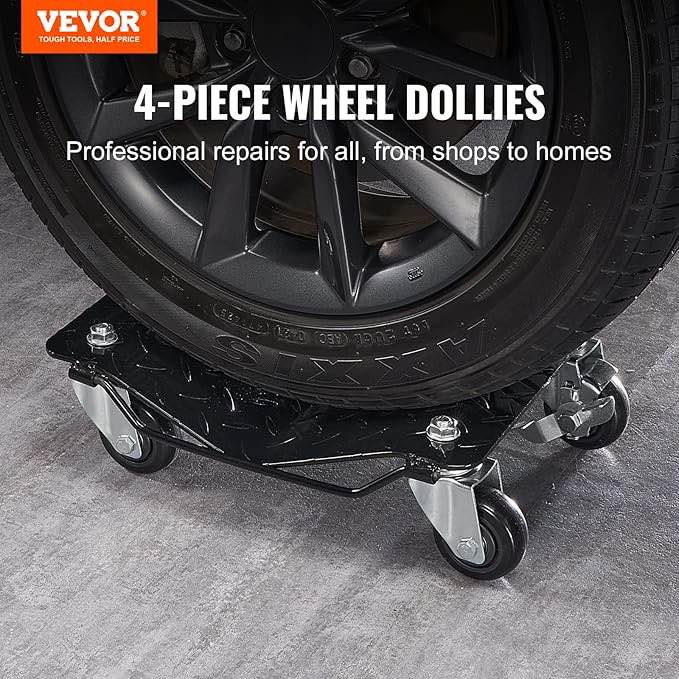 VEVOR Wheel Dolly, 6000 lbs/2722 kg Car Moving Dolly, Wheel Dolly Car Tire Stake Set of 4 Piece, Heavy-Duty Car Tire Dolly Cart Moving Cars, Trucks, Trailers, Motorcycles, and Boats