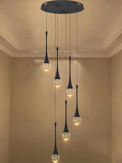 ykolupty 6-Lights Black Dinning Room Crystal Chandeliers Bubble Raindrop Big Crystal Penant Chandeliers Living Room Dimmable 2700-6000k LED Loft Ceiling Lighting Fixture… Black 6-Lights