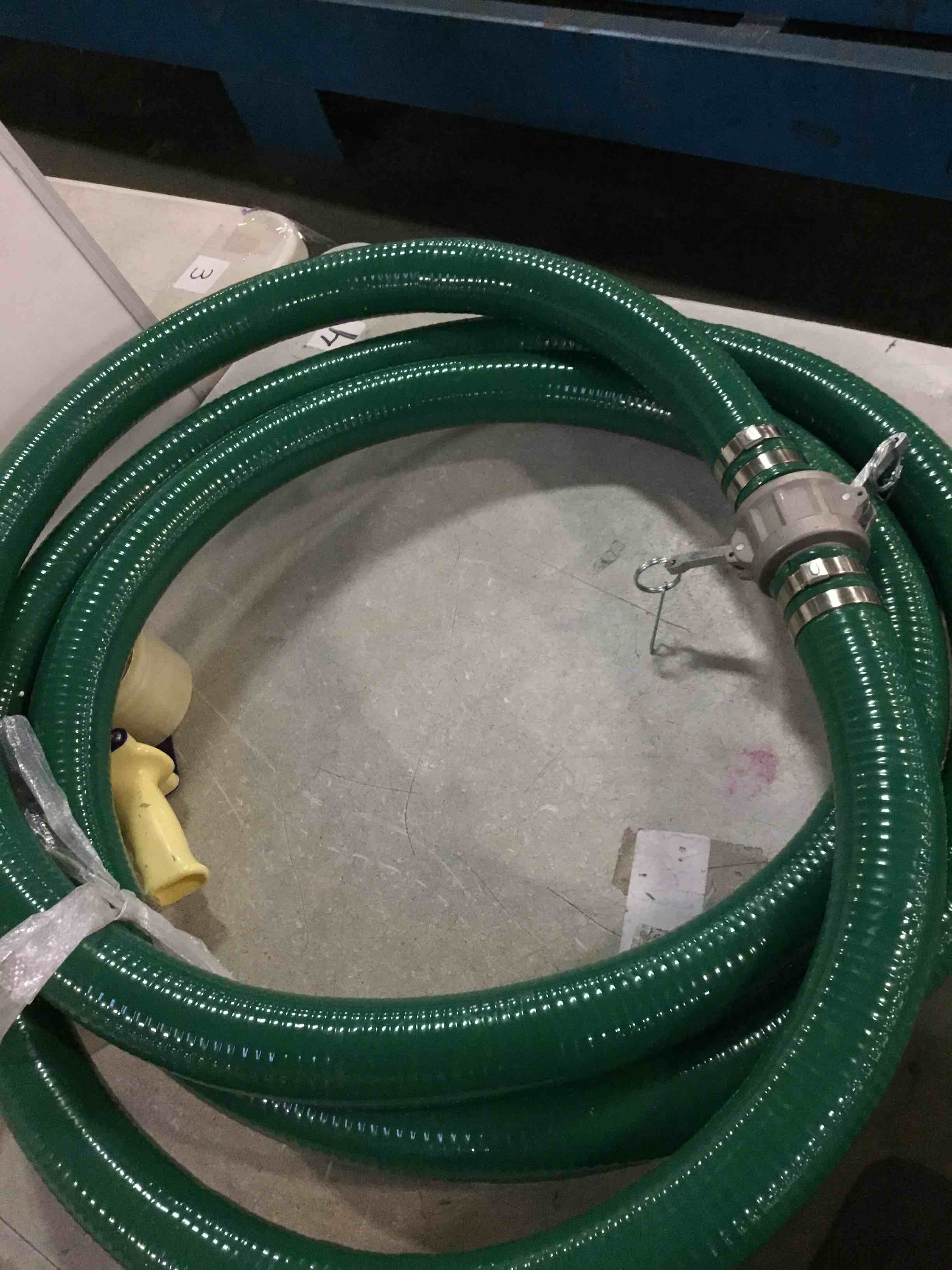 Discharge hose pump kit Includes 2" x 65' Blue PVC Backwash Hose & 2" x 20' Green PVC Suction Hose & Steel Round Hole Suction Strainer and Cam and Groove Adapters