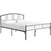 Victorian Style Bed Frames, Black Metal Frame Full Platform Bed with Headboard, Solid Sturdy Steel Slat Support