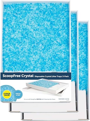 PetSafe ScoopFree Crystal Cat Litter Tray Refills – Fresh Scent, 3-Pack – Disposable Tray – includes Leak Protection & Low Tracking Litter – Absorbs Odors On Contact