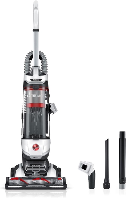 Hoover MAXLife Elite Swivel Vacuum Cleaner with HEPA Media Filtration, Bagless Multi-Surface Upright for Carpet and Hard Floors, UH75100, White