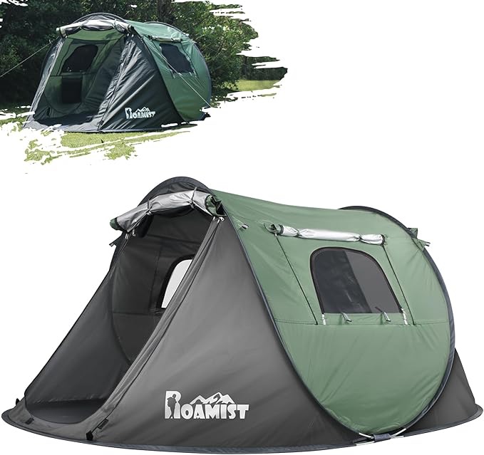 Tents for Camping, 2/3/4 Person Easy Pop Up Tents for Camping, Waterproof Windproof Automatic Setup Camping Tent with Extra Storage, 2 Doors Instant Family Tents for Hiking & Traveling