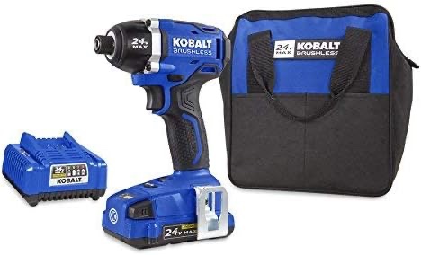 Kobalt 24-Volt Max Lithium Ion (Li-ion) 1/4-in Cordless Variable Speed Brushless Impact Driver with Soft Case