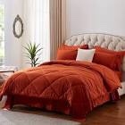 NexHome Queen Comforter Sets Pintuck Baby Orange Comforter Set Soft Pinch Pleat Microfiber Lightweight Down Alternative All Season 3 Pieces Bedding Comforters & Sets?1 Comforter 2 Pillowcases? Baby orange Full/Queen