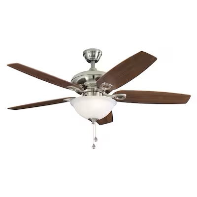 Harbor Breeze Coastal Creek 52-in Brushed Nickel with Toffee/Cocoa Blades LED Indoor Ceiling Fan with Light (5-Blade) Item #803769 | Model #40956