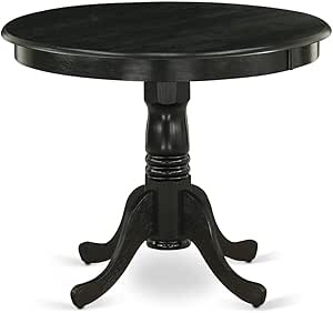 East West Furniture Antique Dining Round Wooden Table Top with Pedestal Base, 36x36 Inch, Walnut & Black. BASE ONLY!