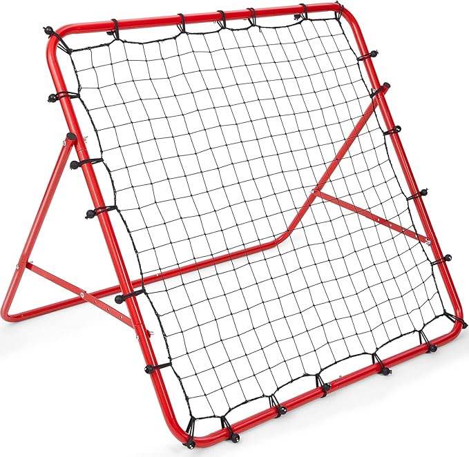 Libima Football Soccer Rebounder Net 39.4 x 39.4'' Foldable Training Rebounder Net Target Goal Rebound Net Adjustable Easy Set up Iron Frame Soccer Bounce Back Net for Volleyball Basketball Baseball