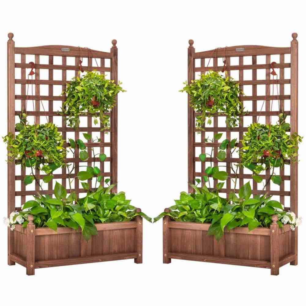 Howes 60 In. Wood Planter Raised Bed With Trellis(2-pack)