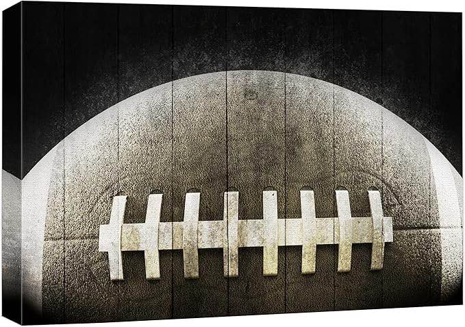wall26 Canvas Print Wall Art Vintage Retro Duotone Wood Panel Football Sports & Fitness Athletes Digital Art Realism Boy's Bedroom Decorative Urban Rustic for Living Room, Bedroom, Office - 32"x48"
