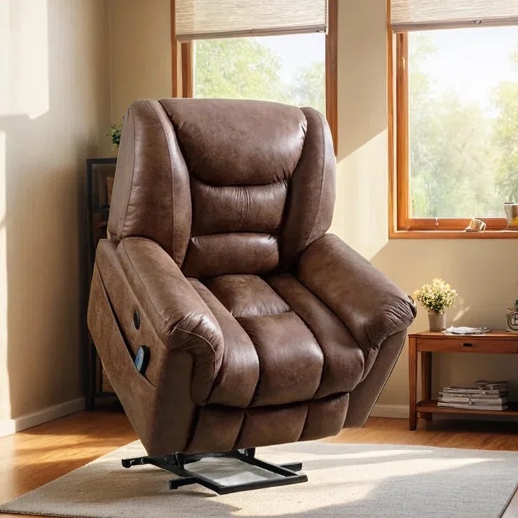 CD014AF21D-J143 42.3“W Oversize Power Recliner with Massage & Heat &Lift Assist&USB - Breathable Microfiber Upholstery