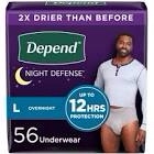Depend Night Defense Incontinence Disposable Underwear for Men - Overnight Absorbency - L - 56ct