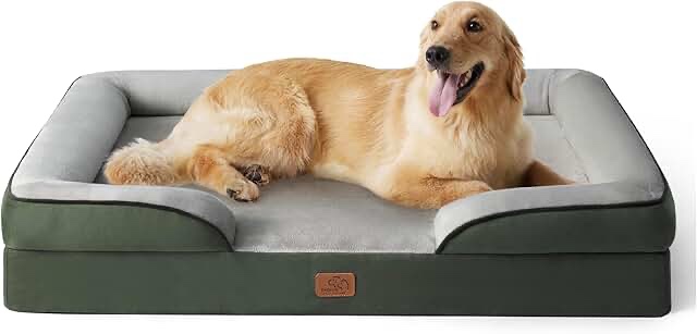 Bedsure Orthopedic Dog Bed for Extra Large Dogs - XL Plus Waterproof Dog Sofa Bed, Supportive Foam Pet Couch Bed with Removable Washable Cover, Waterproof Lining and Nonskid Bottom, Dark Grey 48.0"L x 35.0"W x 8.0"Th Dark Grey