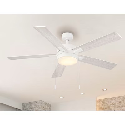 ( Incomplete)Harbor Breeze # 5497070 100+ bought last week Harbor Breeze Ollington 52-in Matte White with White/White Oak Blades LED Indoor Ceiling 