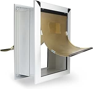 HANIML Extra Large Dog Door for Exterior Walls Heavy Duty Aluminum Doggy Door with Telescoping Tunnel Energy Efficient Double Flaps Pet Door for Medium Large Doggies Weatherproof & Security X-Large