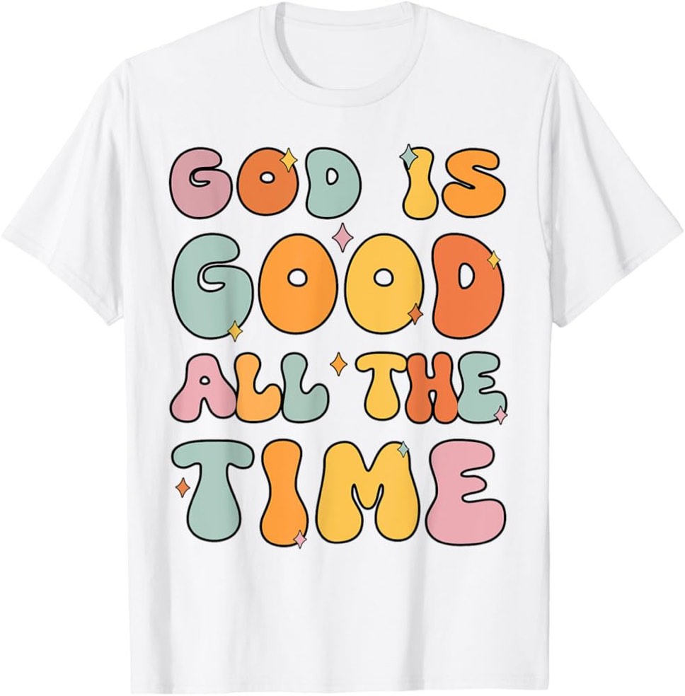 Jesus Christian T-shirt for women with English text God is good all the time size XL 