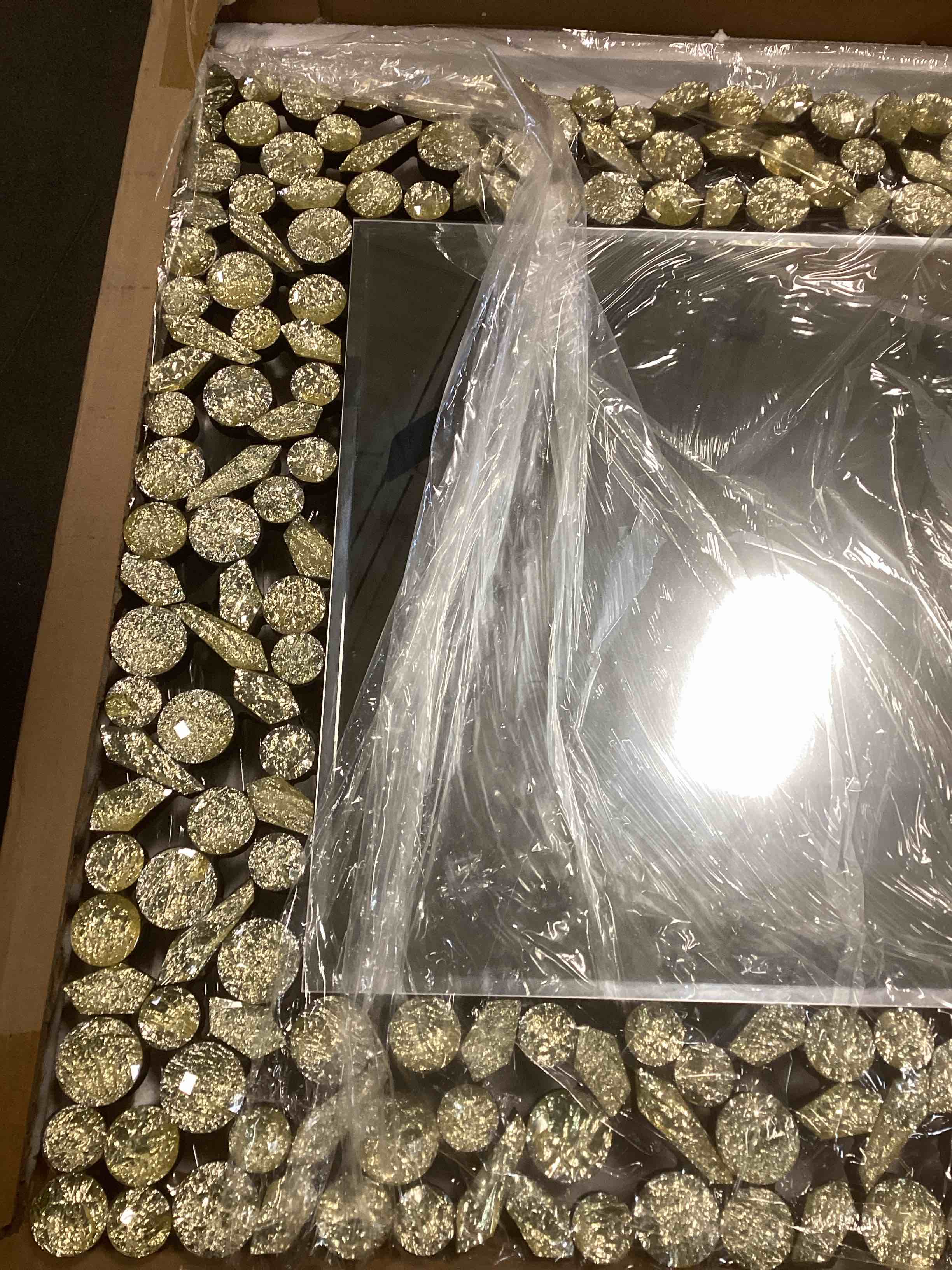 (Size 100x8x70 CM)Inlay Rectangle Frame Mirror Bedroom Decorative Home Wall Decor, Pearl White