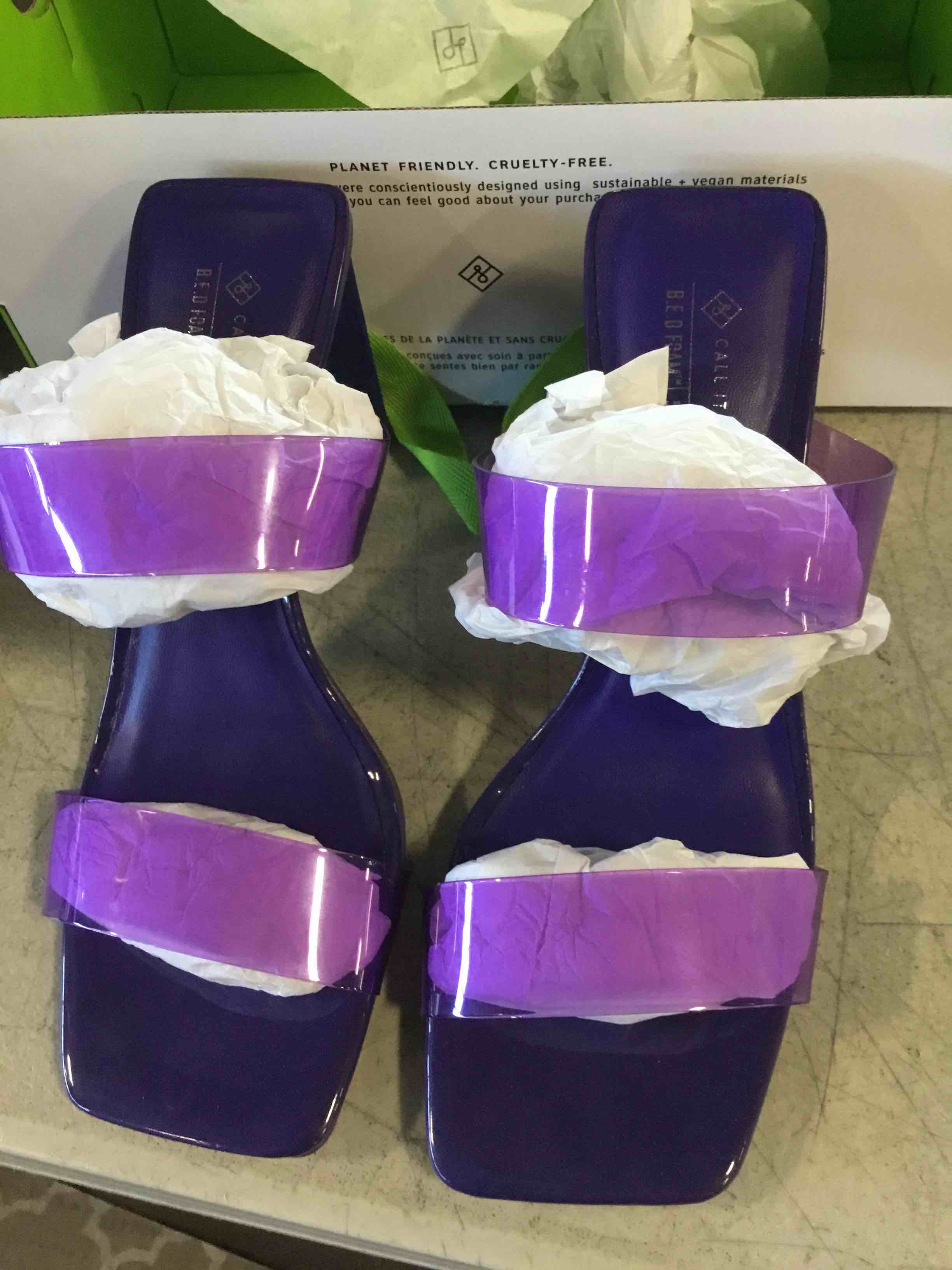 Call it spring B.E.D foam purple open toe hills plastic straps size 6