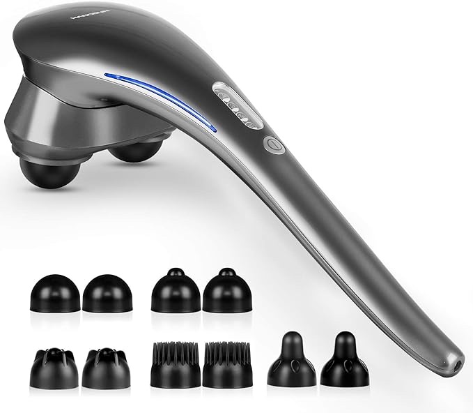 Hangsun Cordless Neck Back Masssger Handheld Deep Tissue Percussion Massage for Shoulder, Leg, Calf, Foot, Muscle Pain Relief MG700 Rechargeable Electric Double Head Full Body Massagers