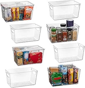 ClearSpace Plastic Storage Bins with Lids  Perfect Kitchen Organization or Pantry Fridge Organizer, and Bins, Cabinet Organizers, 8 Pack 