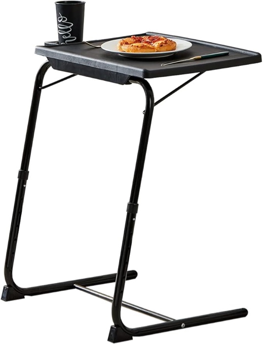 Rubypin Mesa de TV multifunción – Bandeja plegable de TV en la cama y sofá con soporte para tazas, cómoda mesa plegable con 6 ajustes de altura y 3 ángulos de inclinación (negro