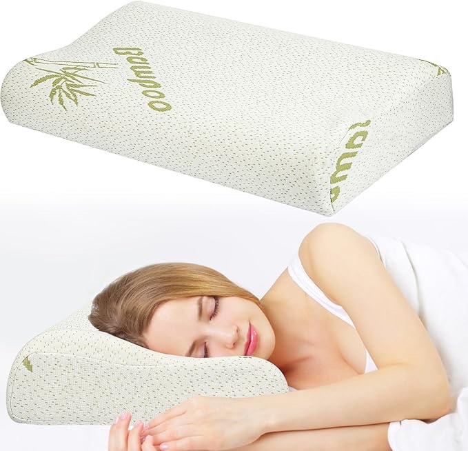 Bed Pillow Pillow Bamboo Viscose Memory Foam Pillow, Sleep Pillow Contoured Orthopedic Pillow Soft Neck Support Breath Pillow Back/Stomach/Side Sleeper(S)