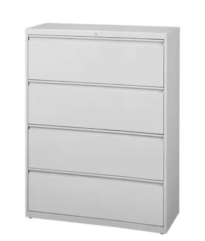 Tap and Hold to Zoom 42 in W 4-Drawer Light Gray Metal Lateral File Cabinet for Home and Office, Holds Letter, Legal and A4 Hanging Folders