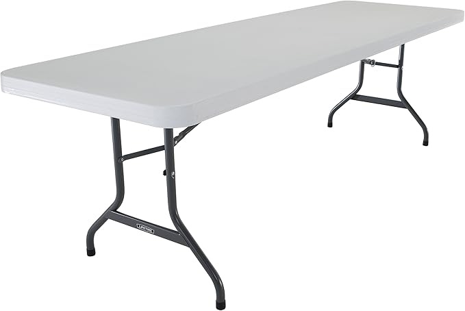 lifetime 8' commercial folding table - white granite
