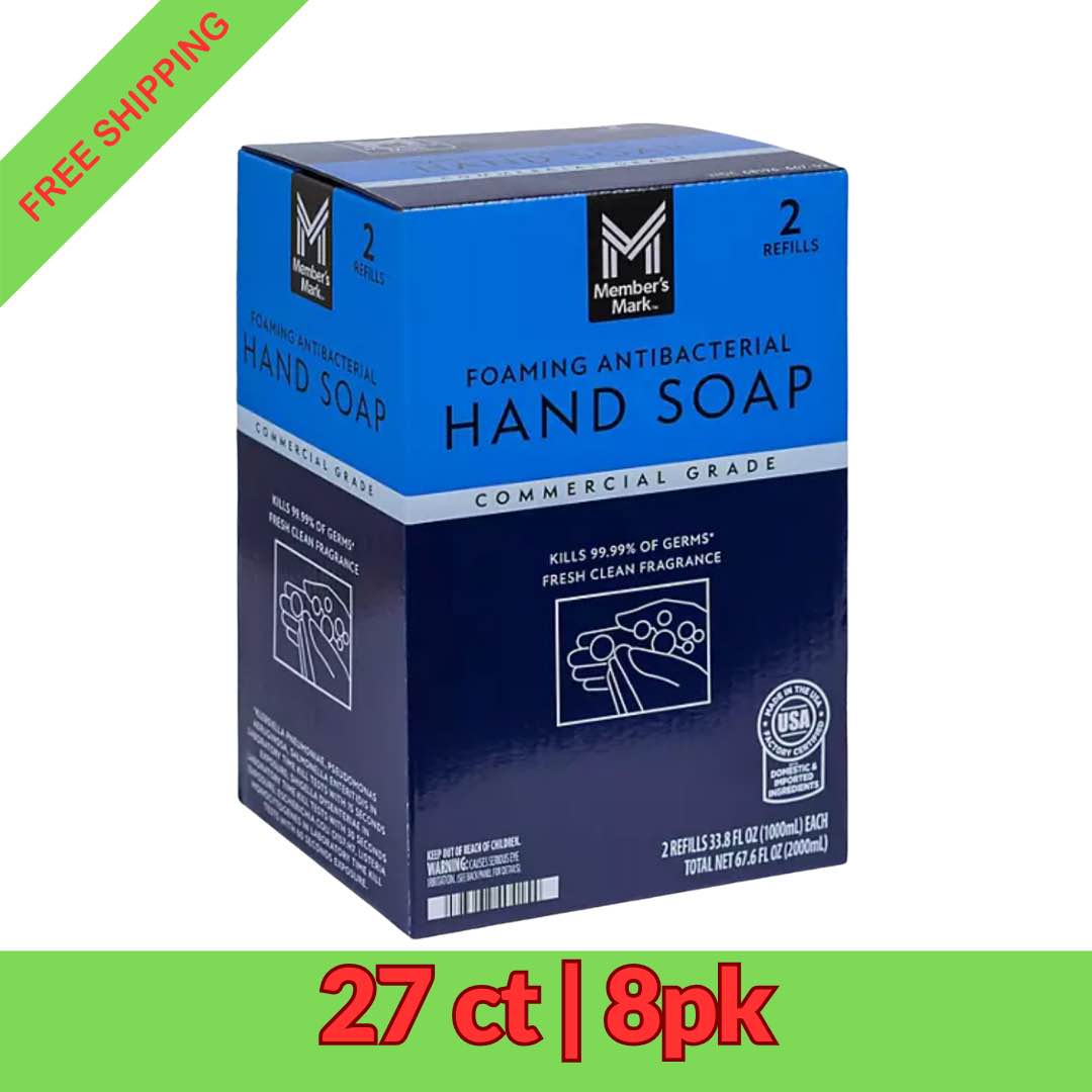 members mark foaming antibacterial hand soap 2 refills 