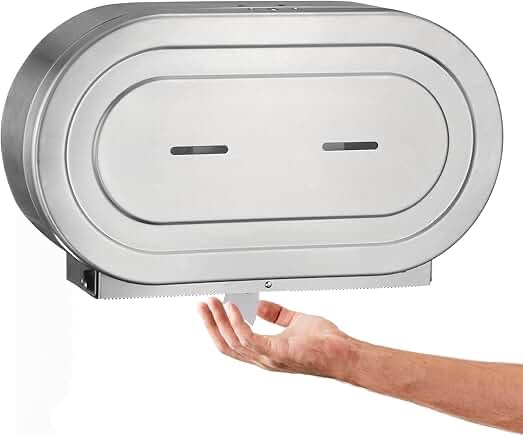 Toilet Tissue 2 Roll Dispenser  Satin-Finish Stainless Steel  Jumbo  20.81 X 5.31 X 11.38