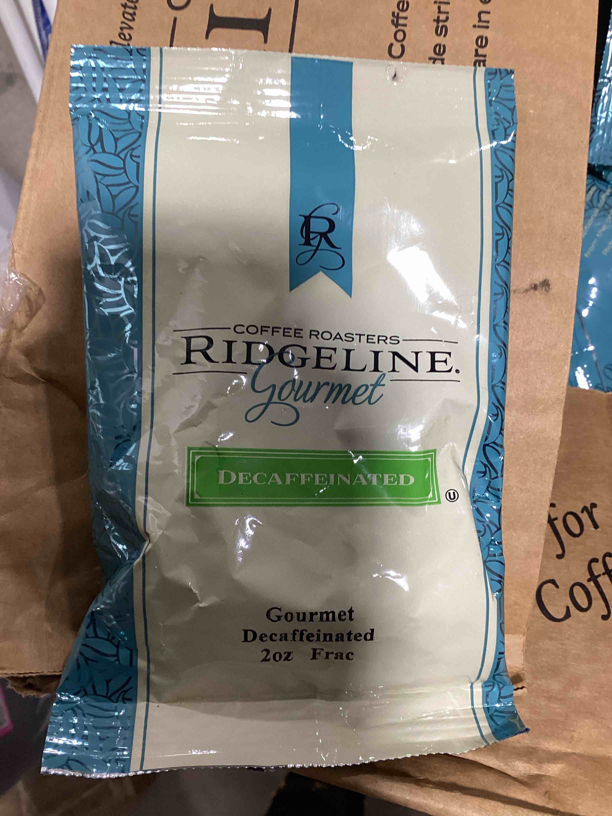 box of Coffe roasters ridgeline Decaffeinated 2oz