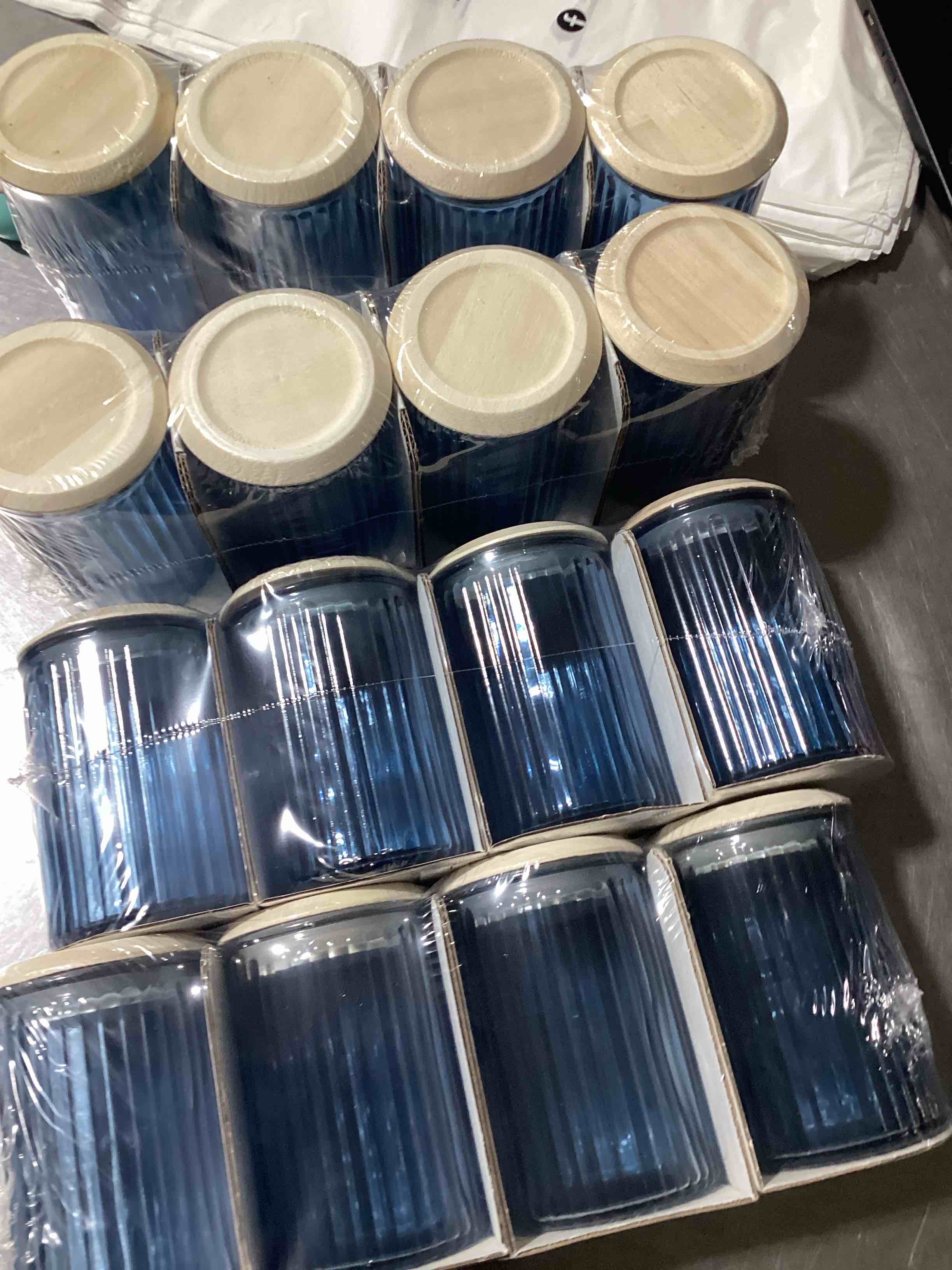  glass jars dark blue 