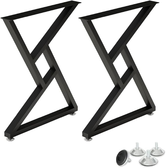 FJANKUI Metal Table Legs 28 Inch Tall, Heavy-Duty Desk Legs Wrought Iron Rust Proof DIY Industrial Desk Table Legs for The Dining Table, Coffee Table, Desk with Floor Protectors Black 28"H Openwork Black