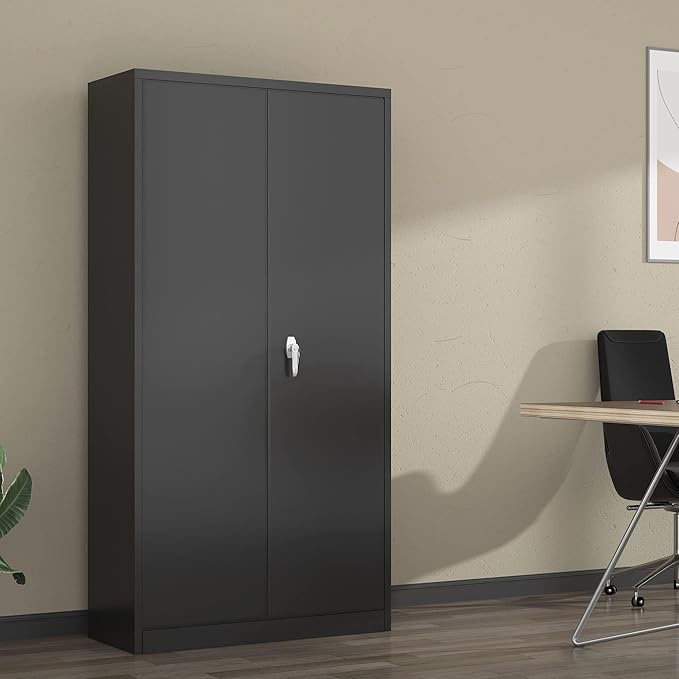 Metal Storage Cabinet, Large File Storage Cabinet , Lockable Doors Storage Cabinet for Home, Office, Assemble Required