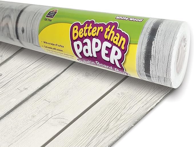 Better Than Paper Bulletin Board Roll 4 ft x 12 ft White Wood TCR77366