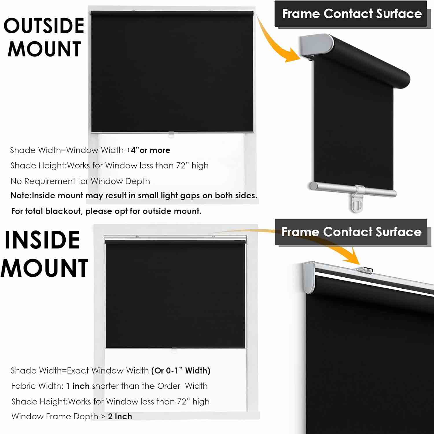 Black 18 inch blinds